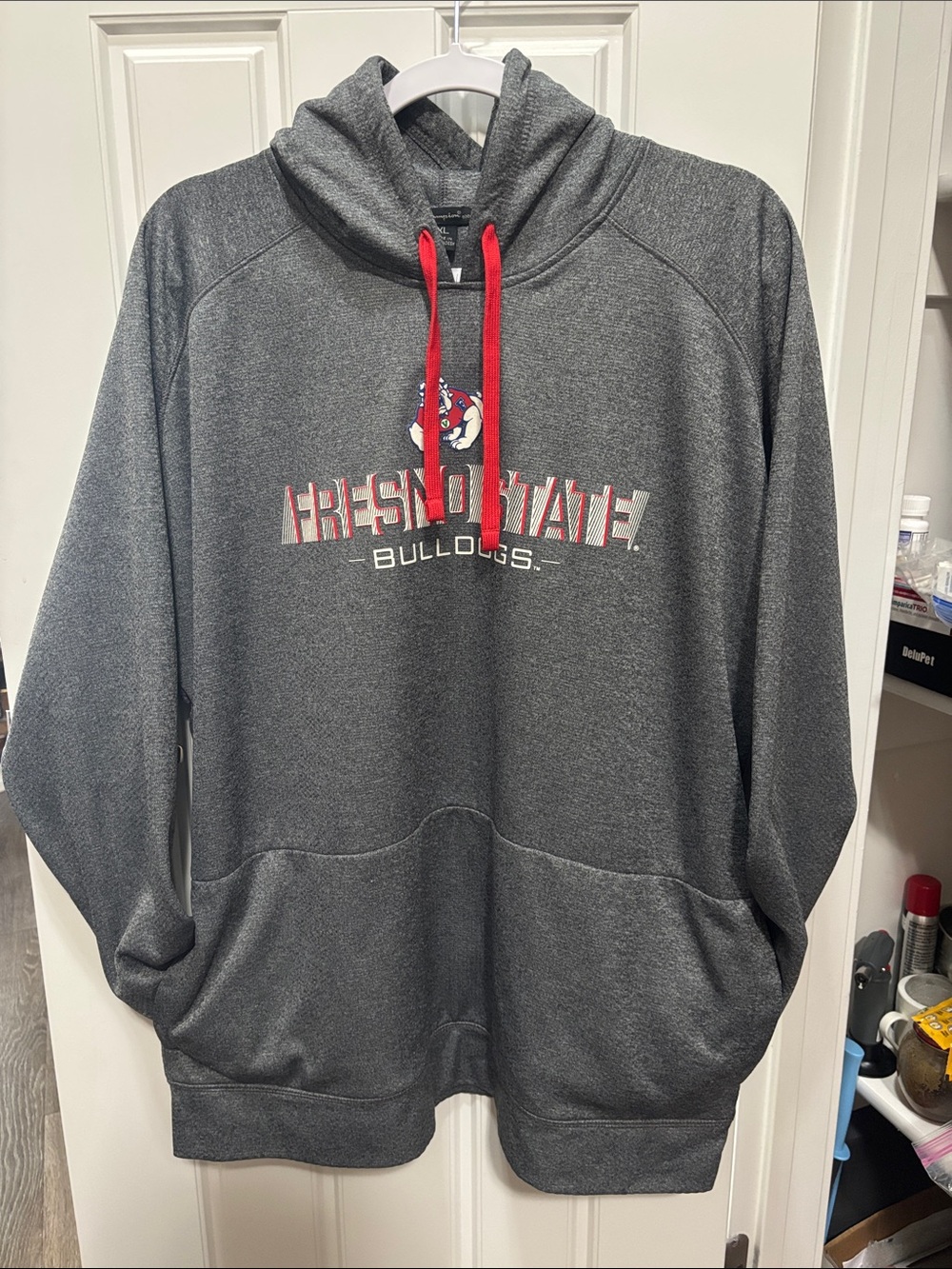 Champion Gray Fresno State Bulldogs Hoodie with Red Drawstrings